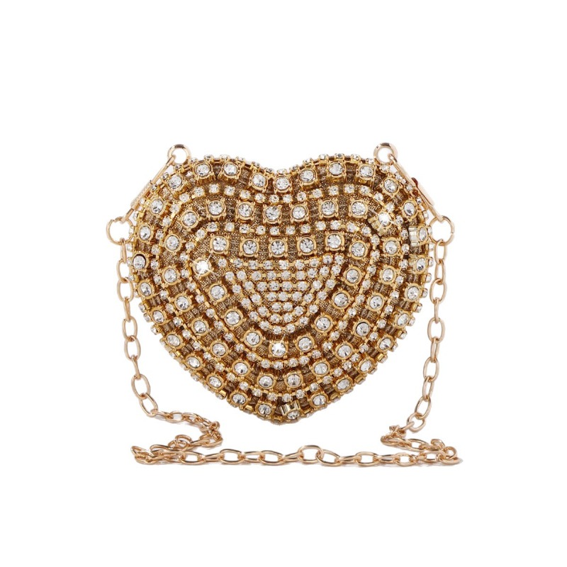Luxury Bags Design - Mini herzförmige Diamantfassung Abendtasche Luxus Bling