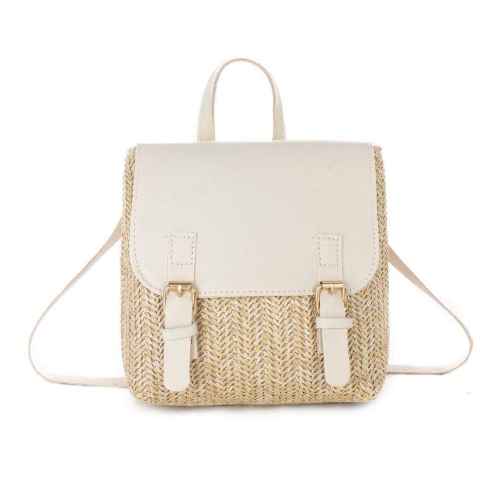 Luxury Bags Design - Vielseitige Tasche PU-Leder Stroh-Rucksack Retro-Design Eleganter