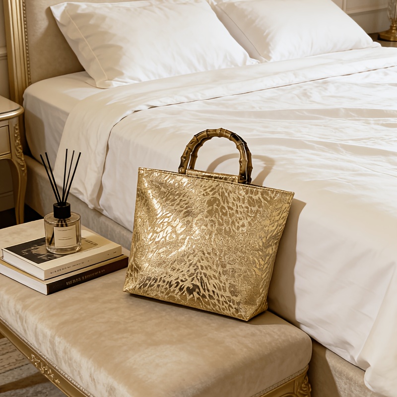 Luxury Bags Collection - Leichte Luxus-Tragetasche aus goldfarbenem Jacquard mit