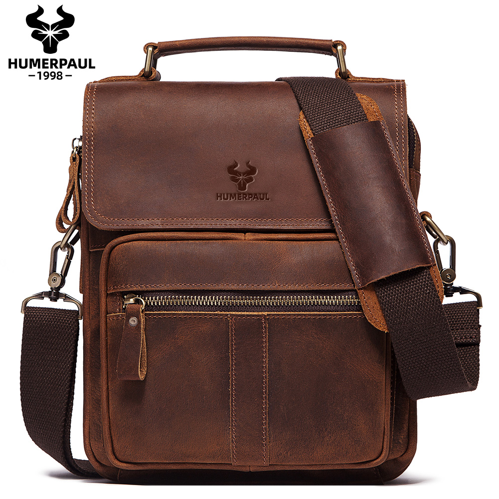 Luxury Bags For Travel - HUMERPAUL Echtes Leder männer Schulter Tasche