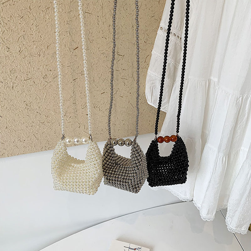 Luxury Bags For Summer - Damen Perlenverzierte Gewebte Mini-Umhängetasche Sommer Neue