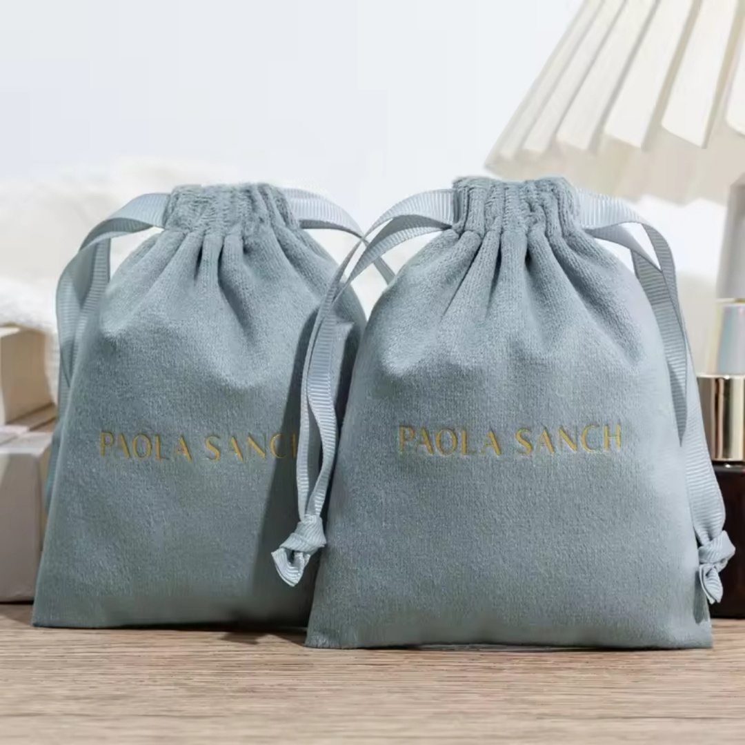 Luxury Bags Outlet - Luxuriöser Samtbeutel mit individuellem Logo-Aufdruck für