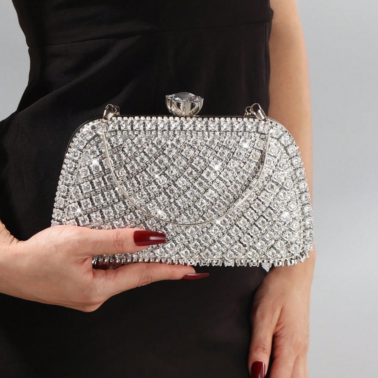 Luxury Bags Vintage - Luxuriöse Diamanten-Glitzer-Abendtaschen in Silberfarbe für Hochzeiten,